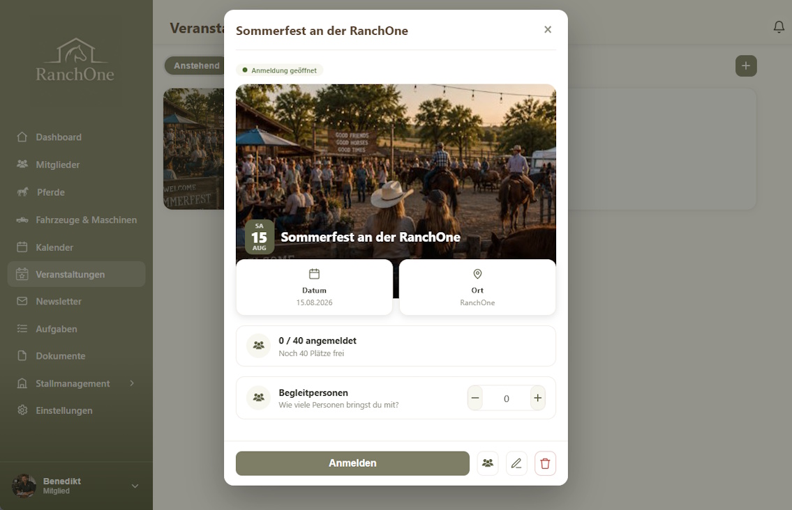 RanchOne Newsletter & Veranstaltungen – Detailansicht