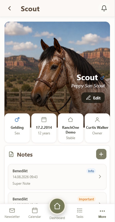 RanchOne Pferdeverwaltung – App (mobil)